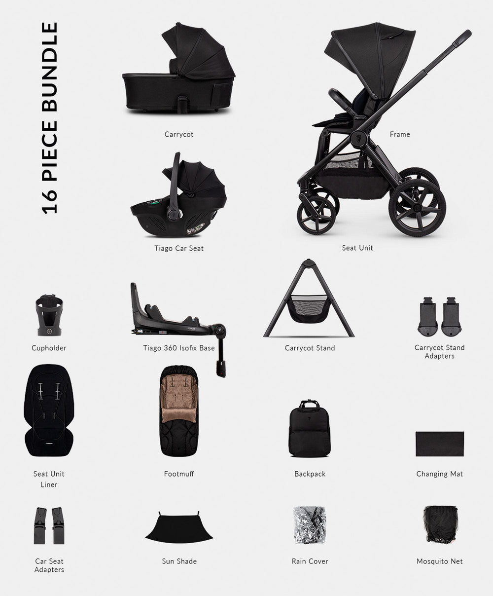 Venicci Pushchairs Venicci Upline3 4in1 Plus Ultimate Pushchair Bundle (16 Pieces) - Onyx