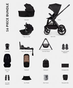 Venicci Pushchairs Venicci Upline3 4in1 Plus Ultimate Pushchair Bundle (16 Pieces) - Onyx