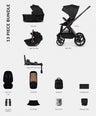 Venicci Pushchairs Venicci Upline3 4in1 Pushchair Bundle With Tiago 2 Car Seat (13 Pieces) - Onyx