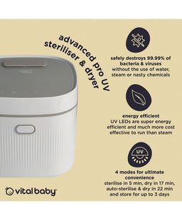 Vital Baby Vital Baby Nurture Advanced Pro UV Steriliser & Dryer, 3rd gen – Arctic White