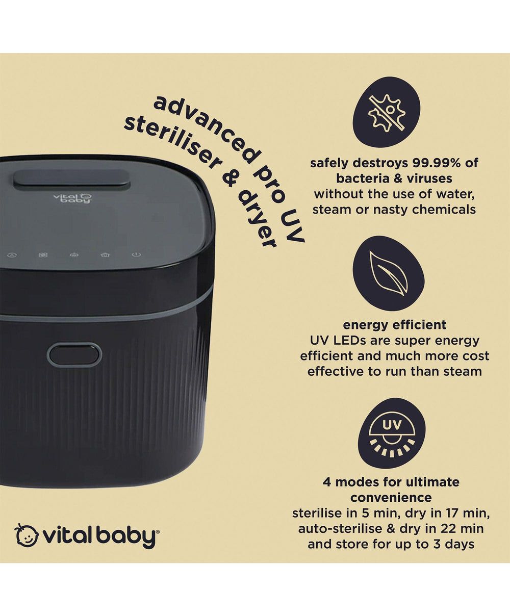 Vital Baby Vital Baby Nurture Advanced Pro UV Steriliser &amp; Dryer, 3rd gen - Onyx Black