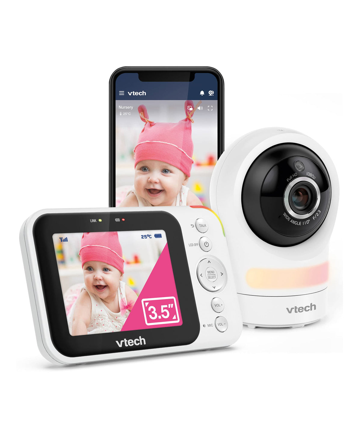 VTech Baby Monitors VTech RM4761 5inch Smart Wi-Fi 1080p Pan & Tilt Monitor - White