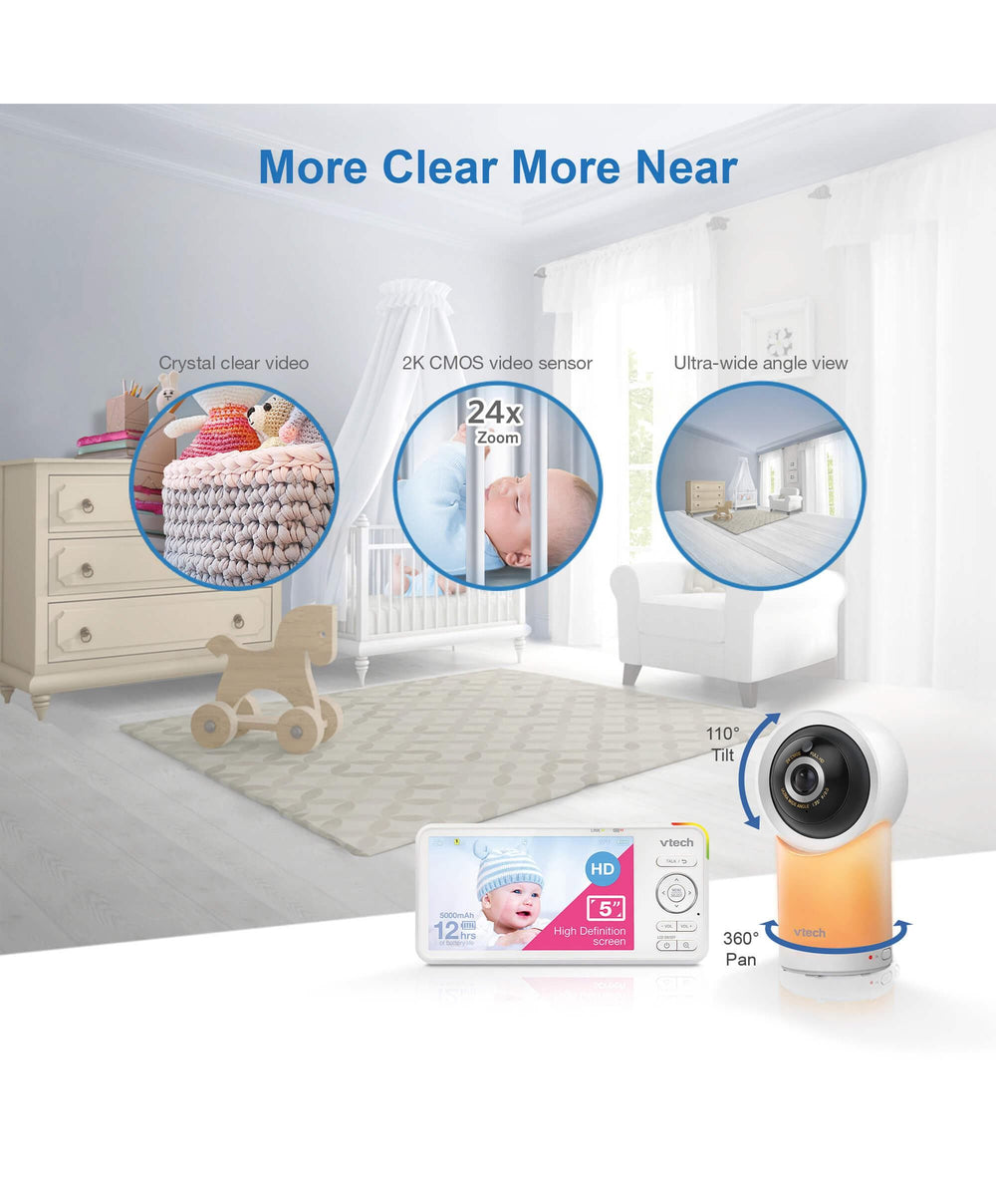 VTech Baby Monitors VTech RM5766HD Smart Video Baby Monitor &amp; Camera Floorstand - White