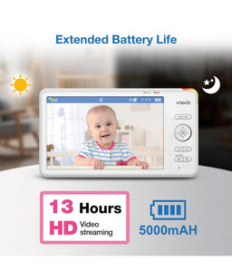 VTech Baby Monitors VTech RM7766HD 7inch Smart Pan & Tilt Baby Monitor & Camera Floorstand - White