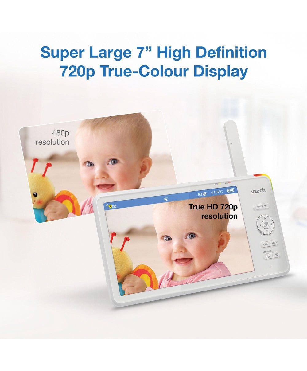VTech Baby Monitors VTech RM7766HD 7inch Smart Pan &amp; Tilt Baby Monitor &amp; Camera Floorstand - White