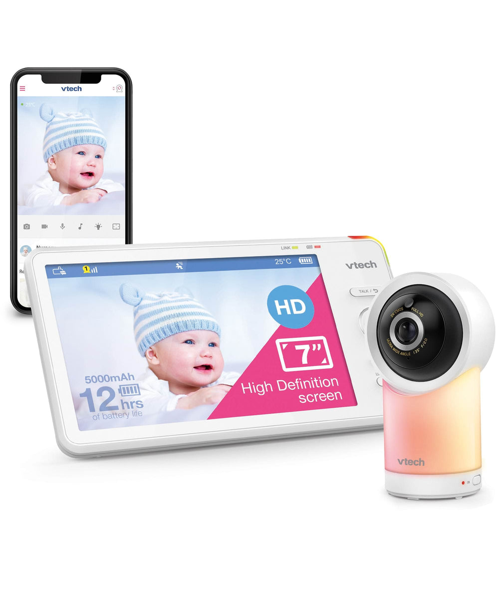 VTech Baby Monitors VTech RM7766HD 7inch Smart Pan &amp; Tilt Baby Monitor &amp; Camera Floorstand - White
