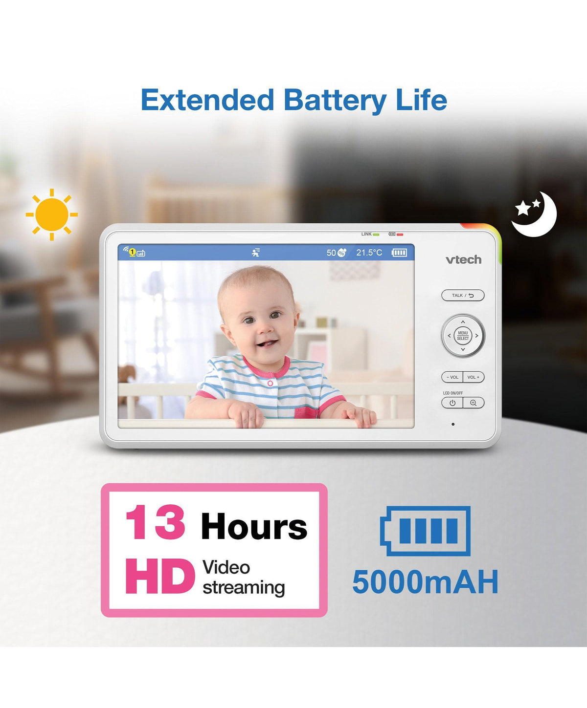 VTech RM7787HD 7inch Over-The-Cot Smart Monitor – Mamas & Papas UK