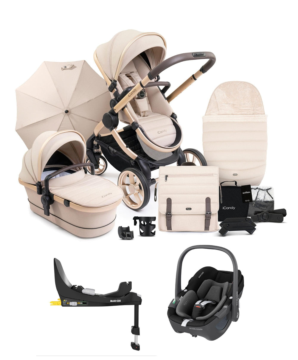 iCandy iCandy Peach 7 Pushchair Bundle with Maxi-Cosi Pebble 360 Car Seat - Biscotti