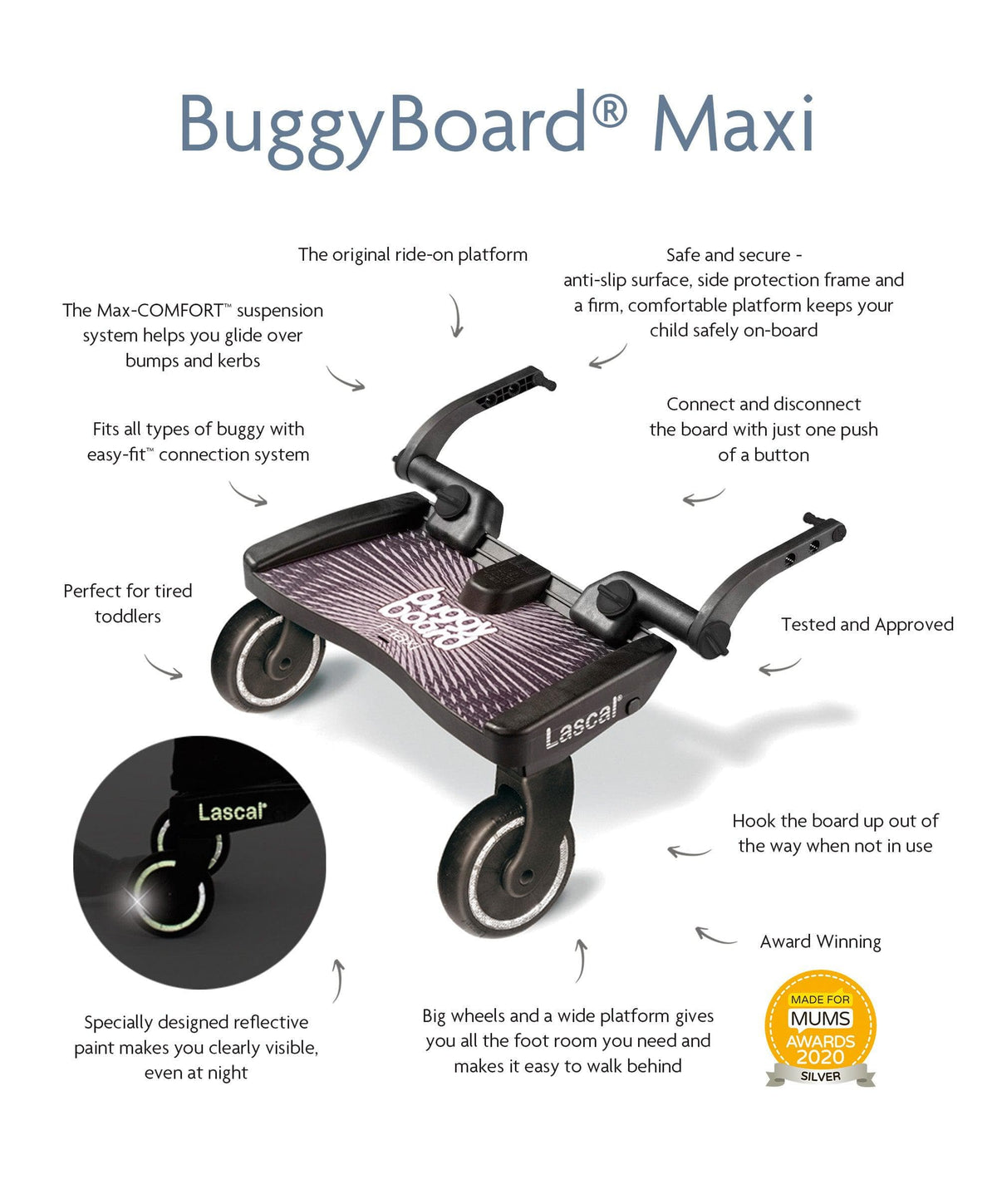 Lascal Buggy Board Maxi  Pushchairs & Prams – Mamas & Papas UK