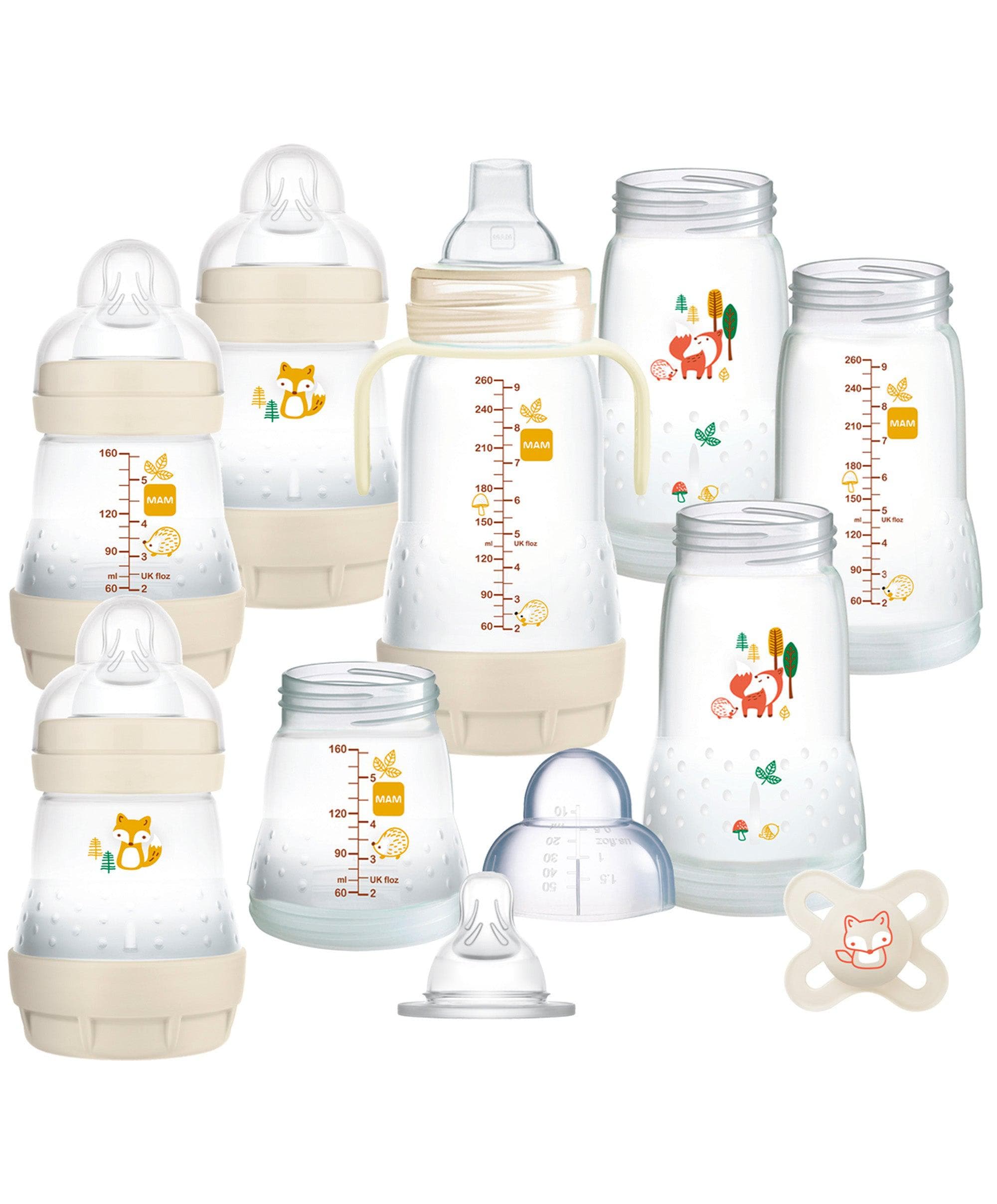 MAM Baby Easy Start Anti-Colic Self Sterilising Newborn Bottles & Soother 11 Piece Set - Ivory White