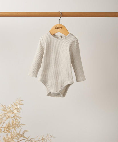 Mamas & Papas All-in-Ones & Bodysuits Organic Cotton Ribbed Bodysuit - Oatmeal