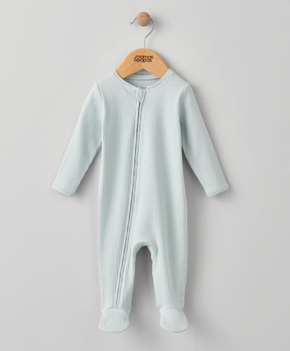 Mamas & Papas All-in-Ones & Bodysuits Organic Cotton Ribbed Sleepsuit - Blue