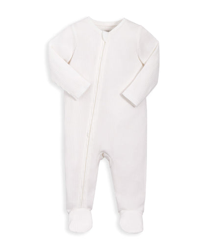 Mamas & Papas All-in-Ones & Bodysuits Organic Cotton Ribbed Sleepsuit - White
