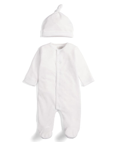 Mamas & Papas All-in-Ones & Bodysuits Velour Cloud All-in-One with Hat - 2 Piece Set - White