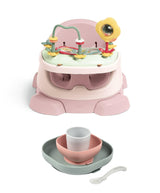 Mamas & Papas Bug 3-in-1 Floor & Booster Seat with Activity Tray & Béaba Silicone Meal Weaning Set Bundle - Blossom / Pink