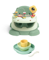 Mamas & Papas Bug 3-in-1 Floor & Booster Seat with Activity Tray & Béaba Silicone Meal Weaning Set Bundle - Eucalyptus / Blue