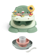 Mamas & Papas Bug 3-in-1 Floor & Booster Seat with Activity Tray & Béaba Silicone Meal Weaning Set Bundle - Eucalyptus / Pink