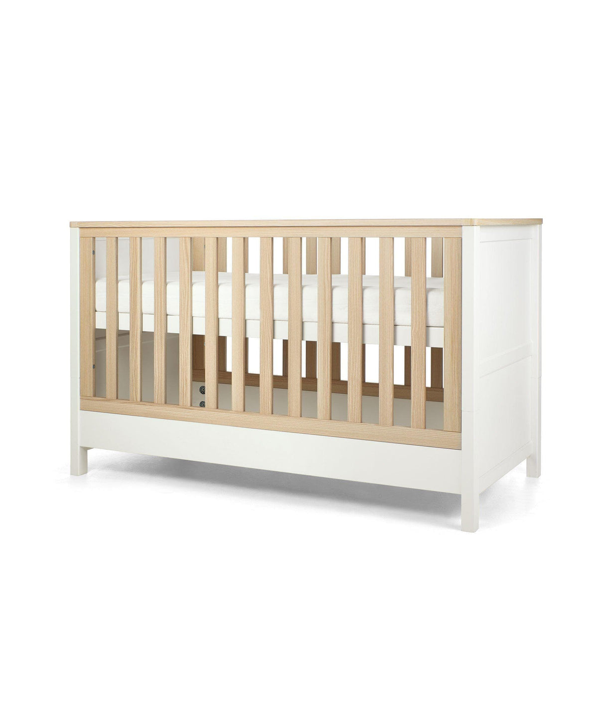 Harwell Baby Cot Bed White/Oak Nursery Furniture Mamas & Papas UK