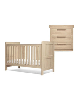 Mamas & Papas Furniture Sets Atlas 2 Piece Nursery Furniture Set with Adjustable Cot to Toddler Bed & Dresser - Light Oak