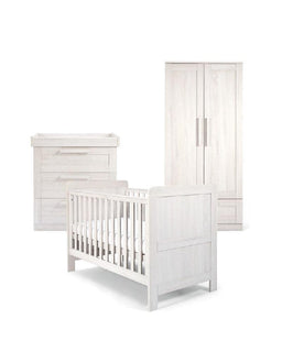 Mamas & Papas Furniture Sets Atlas 3 Piece Cot Bed Range with Dresser and Wardrobe - Nimbus White
