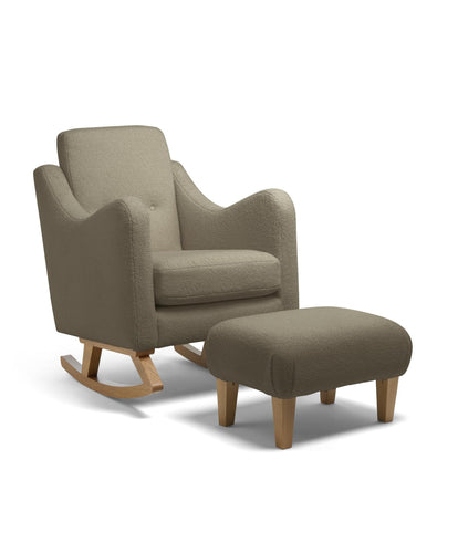 Mamas & Papas Furniture Sets Bowden Nursing Chair & Stool Set - Grey Boucle & Mid-Oak