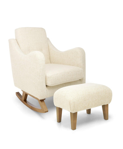 Mamas & Papas Furniture Sets Bowden Nursing Chair & Stool Set - Sandstone Textured Weave & Mid-Oak