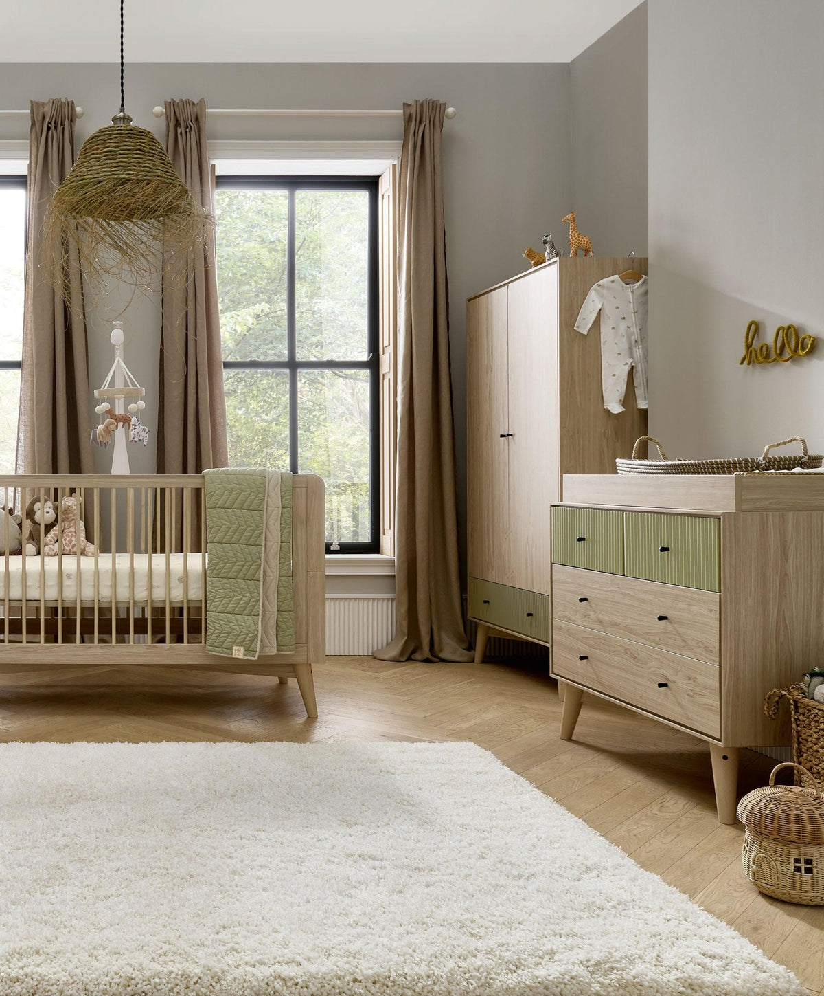 Coxley 3 Piece Furniture Range - Natural/Olive Green – Mamas