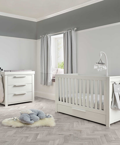Mamas & Papas Furniture Sets Franklin 2 Piece Cotbed Set with Dresser & Changer - White Wash