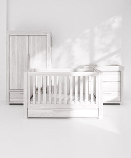 Mamas & Papas Furniture Sets Franklin 3 Piece Cotbed Range with Dresser and Wardrobe - White Wash