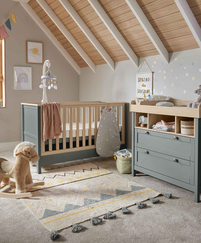 Mamas & Papas Furniture Sets Harwell 2 Piece Baby Cot Bed & Dresser Changer Set - Grey