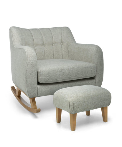 Mamas & Papas Furniture Sets Hilston Cuddle Chair & Stool Set - Dark Grey Textured Weave & Mid-Oak