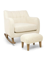 Mamas & Papas Furniture Sets Hilston Cuddle Chair & Stool Set - Sandstone Textured Weave & Mid-Oak