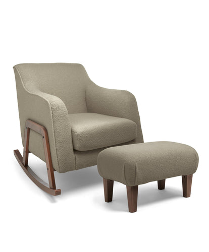 Mamas & Papas Furniture Sets Honley Stool and Nursing Chair Set - Grey Boucle & Dark Wood