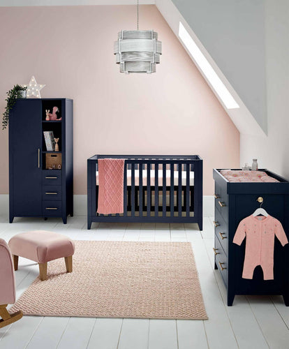 Mamas & Papas Furniture Sets Melfi 3 Piece Cotbed Range with Dresser and Storage Wardrobe - Midnight