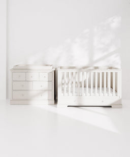 Mamas & Papas Furniture Sets Oxford 2 Piece Nursery Furniture Set with Cotbed and Dresser - Pure White