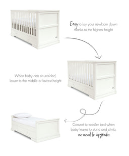 Mamas & Papas Furniture Sets Oxford 2 Piece Nursery Furniture Set with Cotbed and Dresser - Pure White