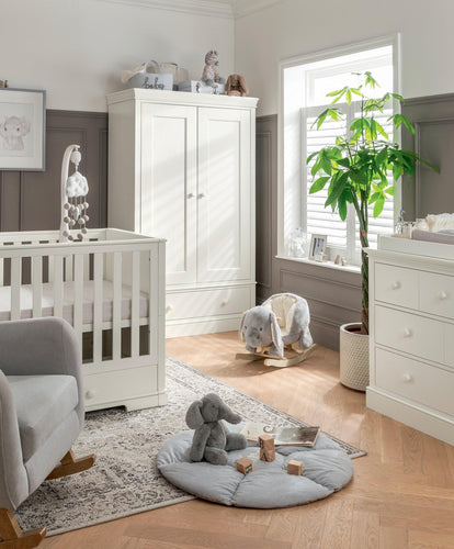 Mamas & Papas Furniture Sets Oxford 3 Piece Nursery Furniture Set with Cotbed, Dresser and Wardrobe - Pure White