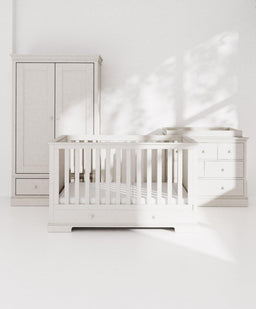 Mamas & Papas Furniture Sets Oxford 3 Piece Nursery Furniture Set with Cotbed, Dresser and Wardrobe - Pure White