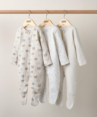 Mamas & Papas Multipacks Bear Print Sleepsuits - Set of 3