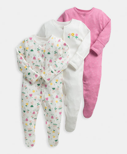 Mamas & Papas Multipacks Modern Floral Baby Sleepsuit Multipack - Set Of 3