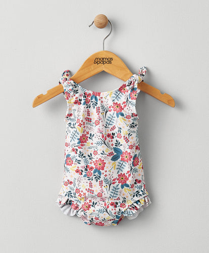 Mamas & Papas Swimwear All-Over-Print Floral Swimsuit