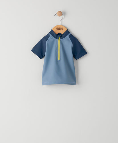 Mamas & Papas Tops & Shirts Two-tone Blue Short Sleeve Rash Top