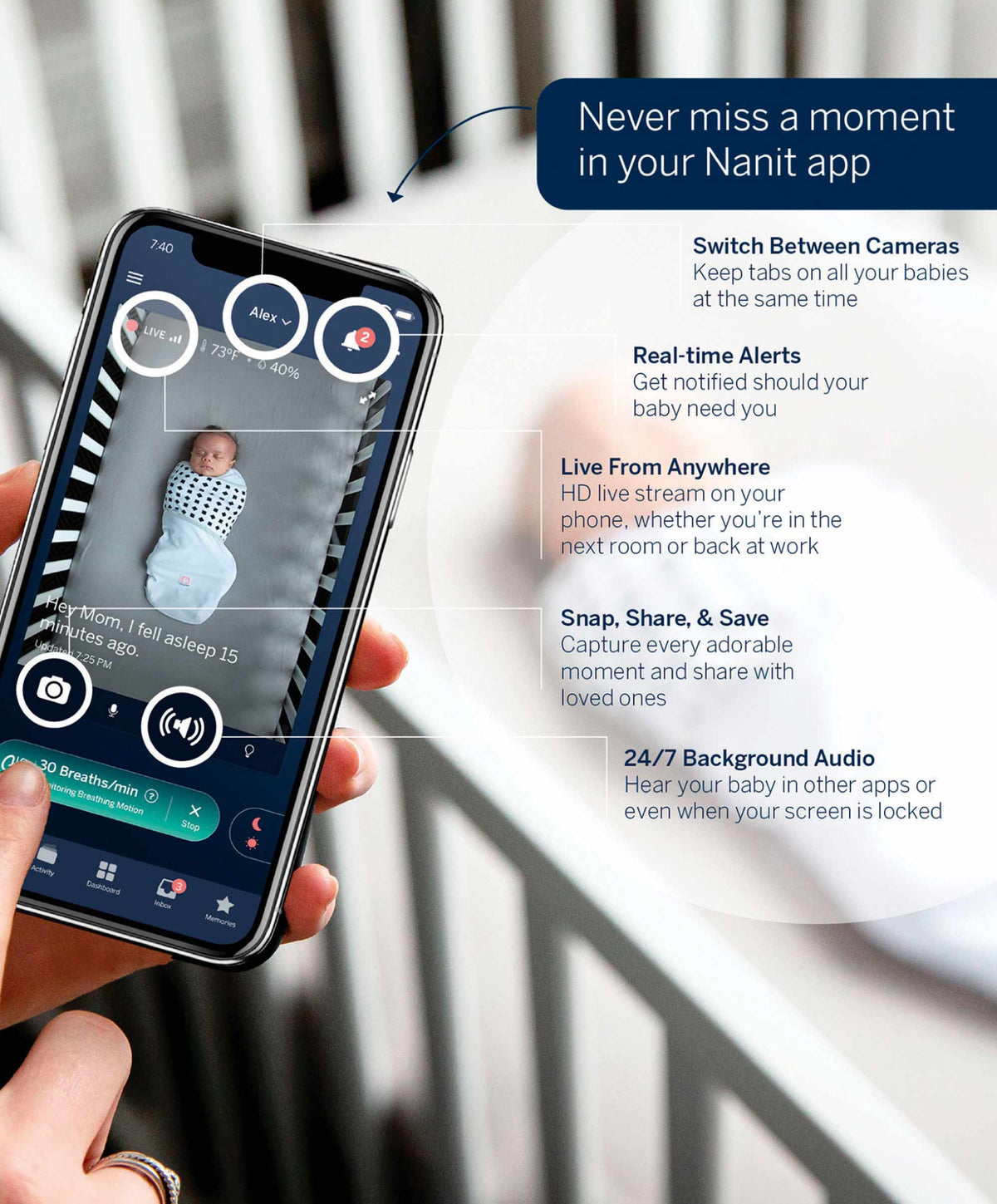 Nanit Pro Baby Monitor & Wall Mount White Baby Monitors Mamas
