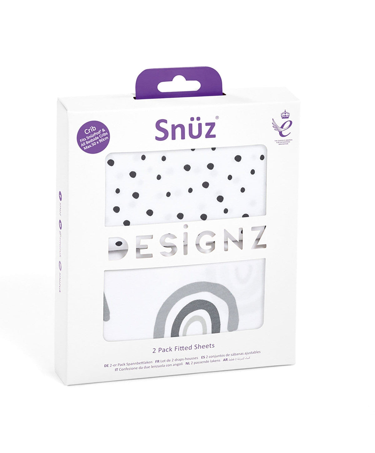 Snuz Fitted Crib Sheets 2 Pack - Rainbow